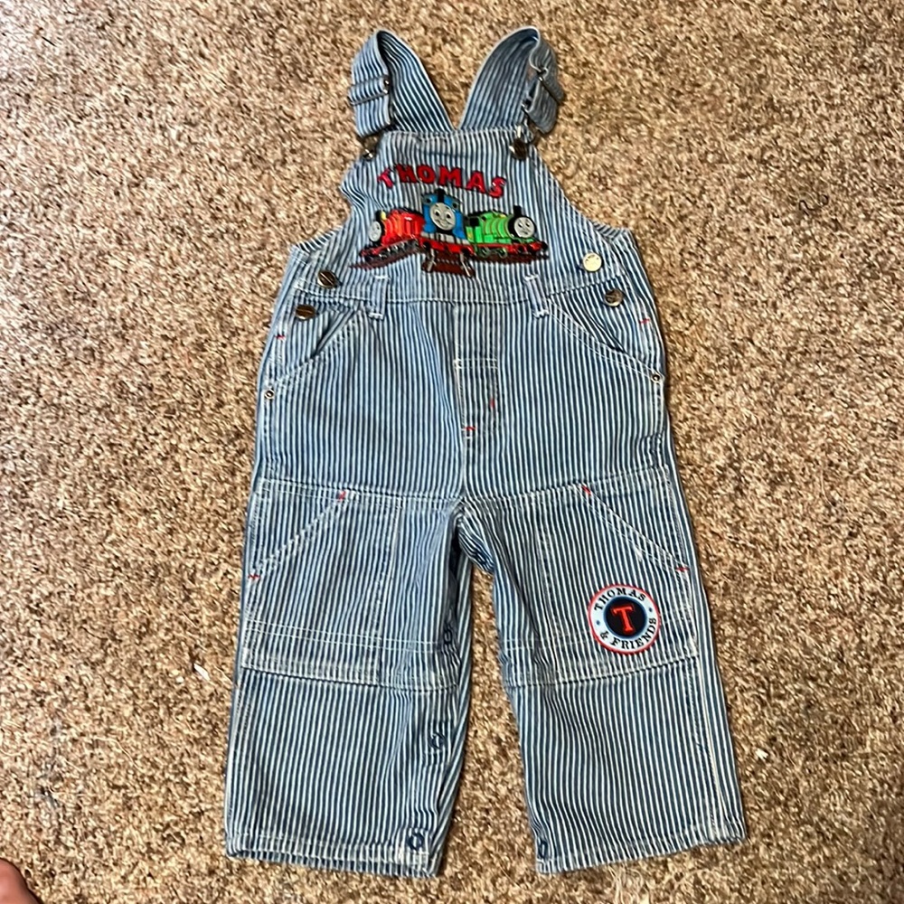 Adorable Thomas the Tank train denim overalls